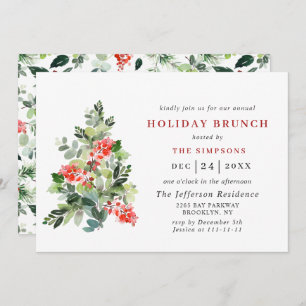 Convites Festivo Holly Berry Tree HOLIDAY BRUNCH NATMAS