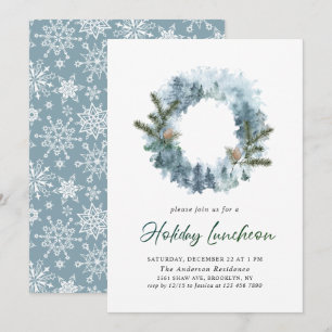 Convites Festivo Holly Wreath Natal Lunchee