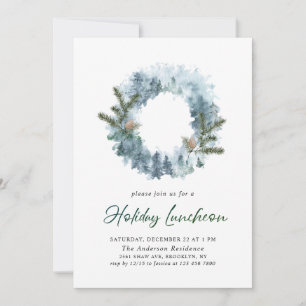 Convites Festivo Holly Wreath Natal Lunchee