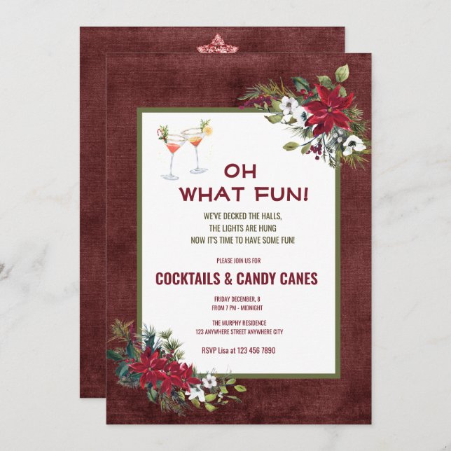 Convites Festivo Natal Aquarela - Coquetel Invita (Frente/Verso)