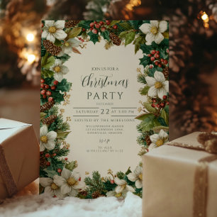 Convites Festivo Pinecone e Holly Christmas