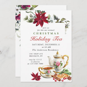 Convites Festivo Poinsettia Feriado Natal Festa de Chá