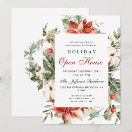 Convites Festivo Poinsettia Natal Casa Aberta