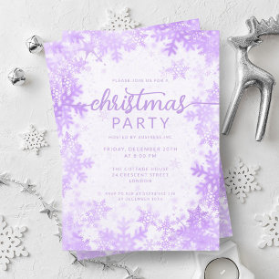 Convites Festivo Purple Foil Faux Flocos de neve Natal
