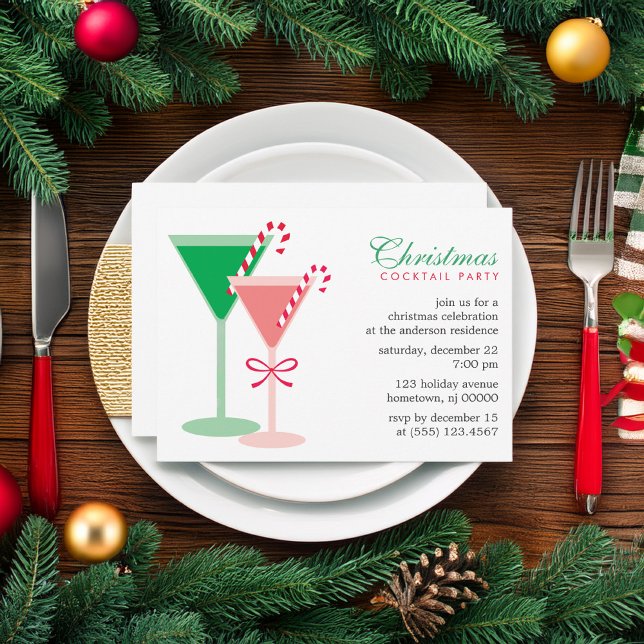 Convites Festivo Red e Green Christmas Coctail Party (Criador carregado)