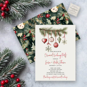 Convites Festivo Red Ornament Exchange Folidy Party