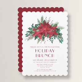 Convites Festivo Red Poinsettia Christmas Brunch