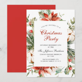 Convites Festivo Red Poinsettia Feriado Festa de Natal