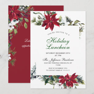 Convites Festivo Red Poinsettia Natal Lunchee