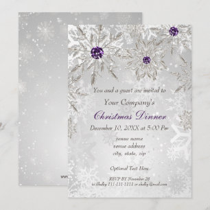 Convites Festivo Silver Purple Corporate Holiday Party