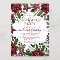 Festivo Vermelho Verde Floral Ivy Watercolor Natal