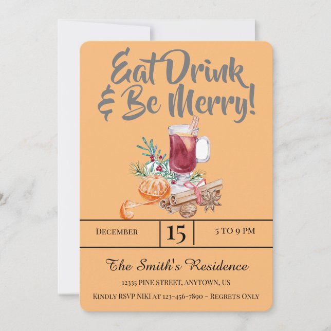 Convites Festivos Bebidas Comem Bebida E Sejam Felizes! (Frente)