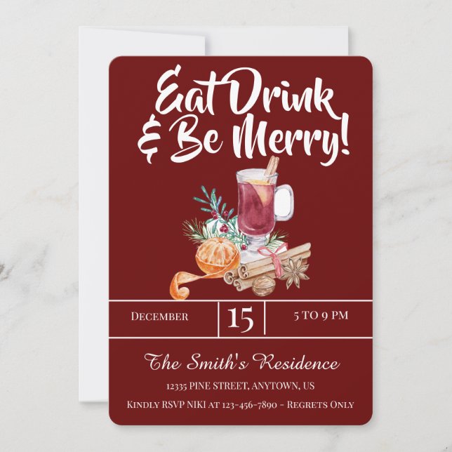 Convites Festivos Bebidas Comem Bebida E Sejam Felizes! (Frente)