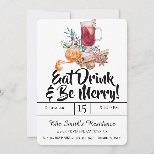 Convites Festivos Bebidas Comem Bebida E Sejam Felizes! (Frente)