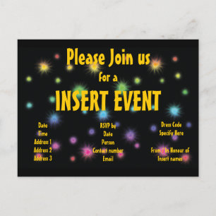 Convites festivos para fogos - personalizáveis