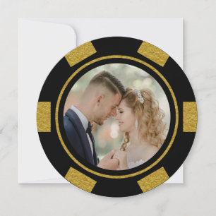 Convites Ficha de pôquer Preto Ouro Casamento Fuga Festa