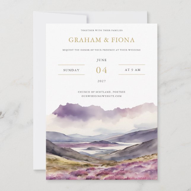 Convites Field of Heather Watercolor Invitation (Frente)