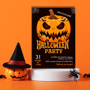 Convites Fiery Pumpkin Jack o latifundiário batem Spooky Ha