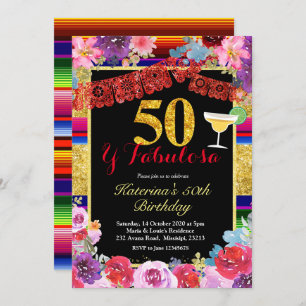 Convites Fiesta 50 espanhol e Fabulous Birthday