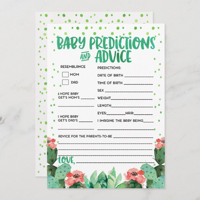 Convites Fiesta Baby Predictions Advice Game (Frente/Verso)