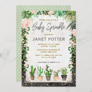 Convites Fiesta Baby Sprinkle Invitation Cactus Greenery