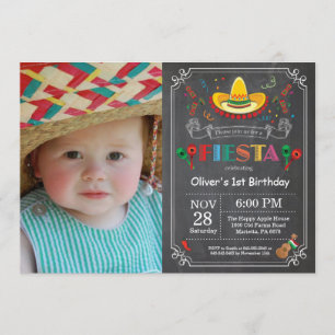 Convites Fiesta Birthday - Concurso Chalkboard mexicano