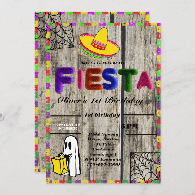 Convites Fiesta Birthday - Concurso Chalkboard mexicano (Frente/Verso)