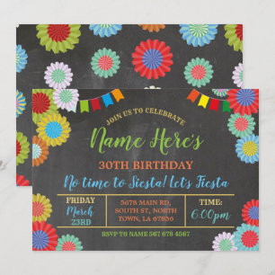 Convites Fiesta Birthday Floral Mexicano Fans Bright