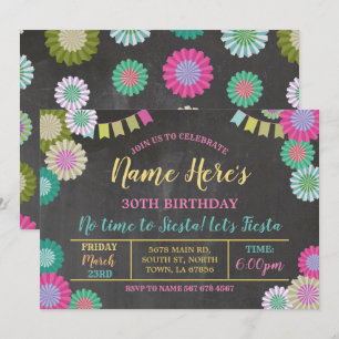 Convites Fiesta Birthday Floral Mexicano Fãs Rosa Flagres