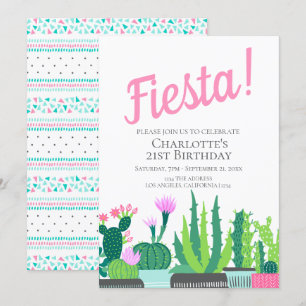 Convites Fiesta Birthday succulto cactus casamento