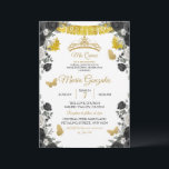 Convites Fiesta Black & Dourada Butterfly Mis XV Anos<br><div class="desc">Fiesta Black & Dourada Borboleta Mis XV Anos Convite</div>