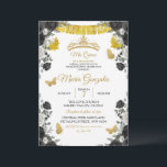 Convites Fiesta Black & Dourada Butterfly Mis XV Anos<br><div class="desc">Fiesta Black & Dourada Borboleta Mis XV Anos Convite</div>