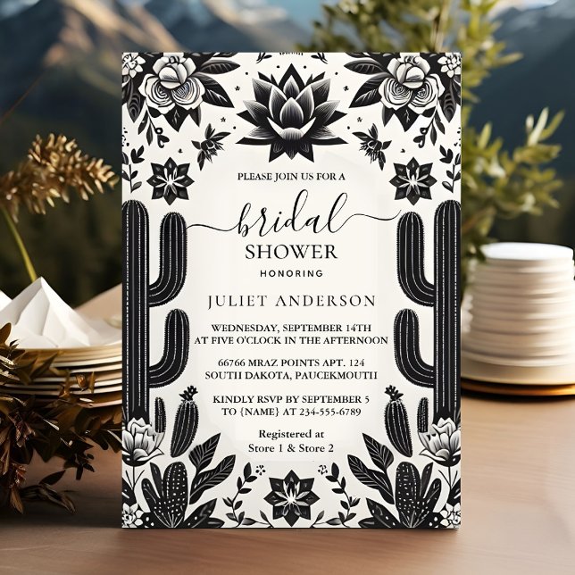 Convites Fiesta Cactus Love In Bloom Mexicanos Chá de panel (Criador carregado)