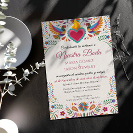 Convites Fiesta Colorful Flowers Botanical Spanish Wedding