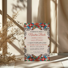 Convites Fiesta Colorful Flowers Botanical Spanish Wedding
