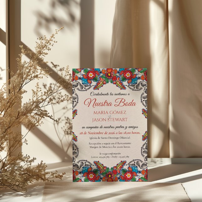 Convites Fiesta Colorful Flowers Botanical Spanish Wedding (Fiesta Colorful Flowers Botanical Spanish Wedding Invitation)