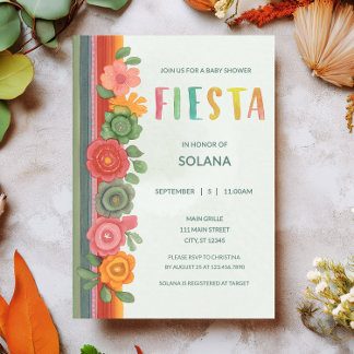 Convites Fiesta Colorida Partido Mexicano Chá de fraldas Fl