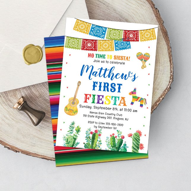 Convites Fiesta First Birthday Invation Boy (Criador carregado)