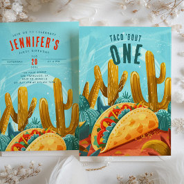 Convites Fiesta Fun - 'Taco 'Bout One' Primeiro Aniversário