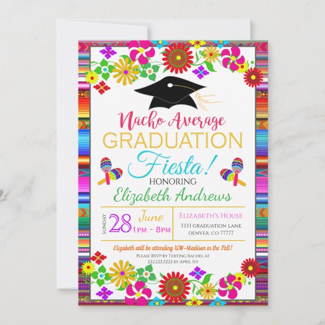 Convites  Fiesta Graduation Invitation (Frente)