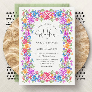 Convites Fiesta Mexicana Colorful Floral Wedding