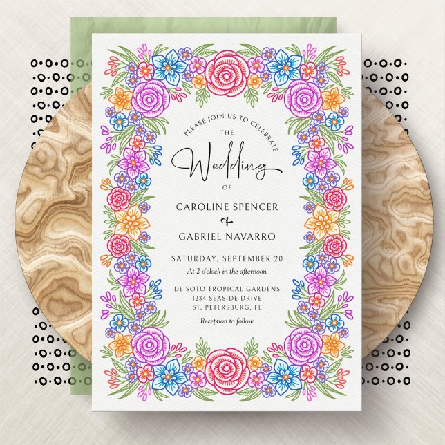Convites Fiesta Mexicana Colorful Floral Wedding (Criador carregado)