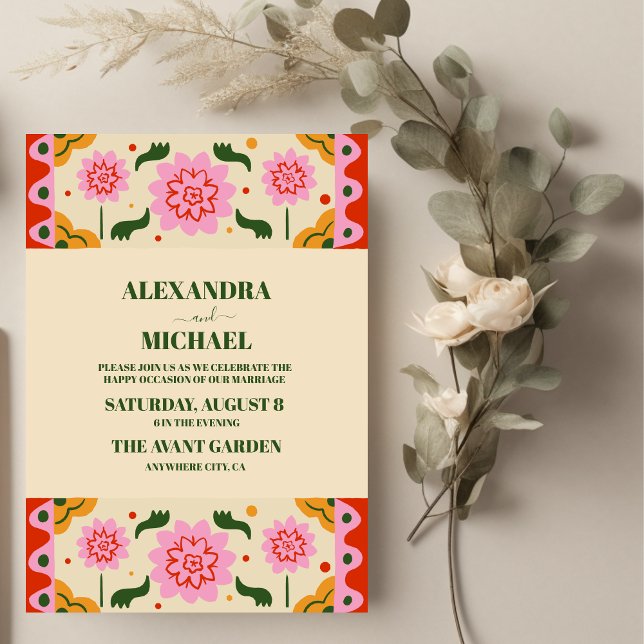 Convites Fiesta Mexicana Colorful Floral Wedding (Criador carregado)