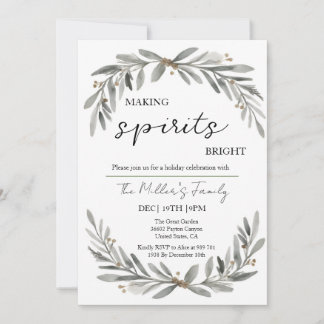 Convites Fiesta Navidad Soft Pastel Wreath and Leaves