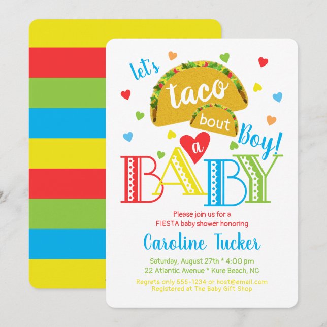 Convites Fiesta Taco Bout a Baby Boy Chá (Frente/Verso)