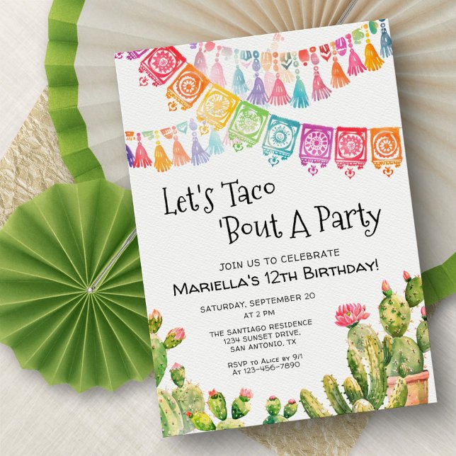 Convites Fiesta Taco Bout Cactus Birthday Invitation (Criador carregado)