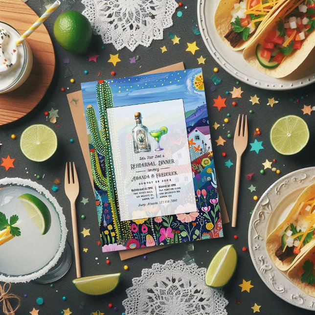 Convites Fiesta "Taco de Vamos sobre um Janto de ensaio" (Fiesta "Let's Taco 'bout a Rehearsal Dinner" Invitation)