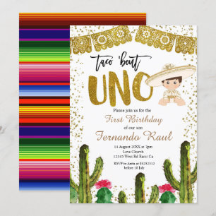 Convites Fiesta Uno Dourada Charro Boy