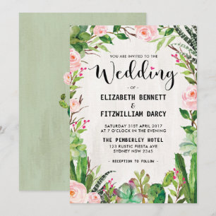 Convites Fiesta Wedling Invitation Cactus Succulent Mexican