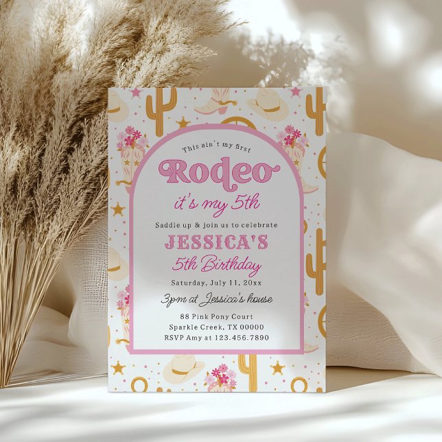 Convites Fifth Rodeo Pink Cowgirl 5th Birthday Party (Criador carregado)